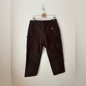 Carhartt B136 Double Front Dungaree Work Pants Brown 34x30 Carpenter Workwear